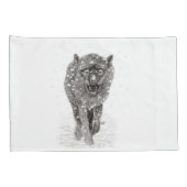 Angry Black Wolf in sneeuw, wilde winter Kussensloop (Achterkant-Rechts)