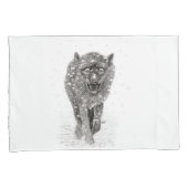 Angry Black Wolf in sneeuw, wilde winter Kussensloop (Voorkant-Rechts)