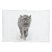 Angry Black Wolf in sneeuw, wilde winter Kussensloop (Achterkant)