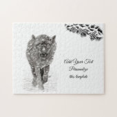 Angry Black Wolf in sneeuw, wilde winter Legpuzzel (Horizontaal)