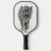 Angry Black Wolf in sneeuw, wilde winter Pickleball Paddle (Voorkant)