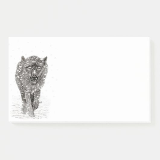 Angry Black Wolf in sneeuw, wilde winter Post-it® Notes (Voorkant)