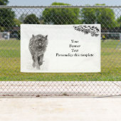 Angry Black Wolf in sneeuw, wilde winter Spandoek (Insitu)