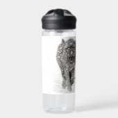 Angry Black Wolf in sneeuw, wilde winter Waterfles (Voorkant)