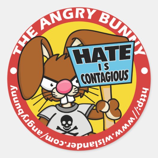 Angry Bunny Bumpersticker 4 Ronde Sticker (Voorkant)