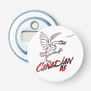 Angry Canada Goose Canadian AF sticker Button Flesopener