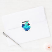Angry Cartoon Blue Bird Ronde Sticker (Envelop)