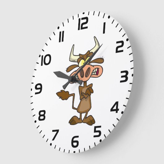 Angry Cartoon Bull Funny Grumpy Grote Klok (Hoek)