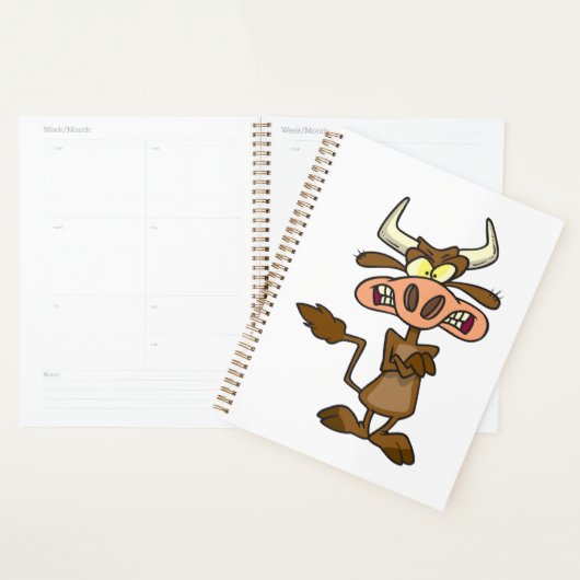 Angry Cartoon Bull Funny Grumpy Planner (Display)
