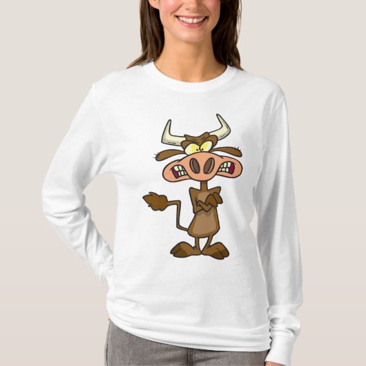 Angry Cartoon Bull Funny Grumpy T-shirt (Voorkant)