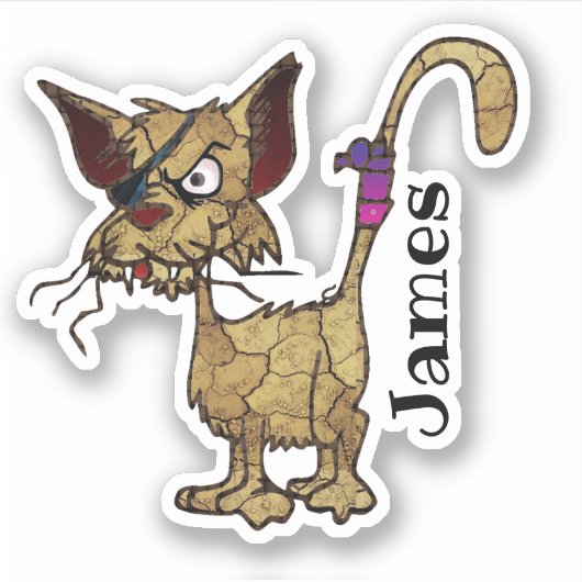 Angry Cartoon Cat Face Sarcasme Sticker (Voorkant)