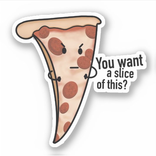 Angry Cartoon Pizza Slice Sticker (Voorkant)