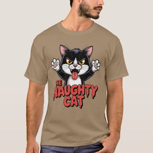 Angry Cat Cartoon The Naughty Cat Graphic T-shirt (Voorkant)