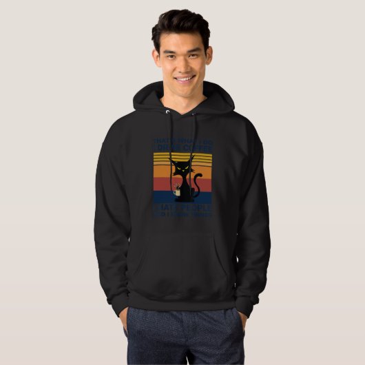 Angry Cat Drinking Coffee Hoodie (Voorkant volledig)