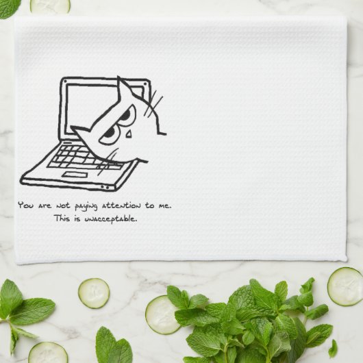 Angry Cat eist aandacht - Funny Hand Towel Theedoek (Gevouwen)