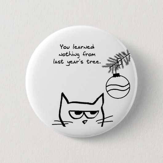 Angry Cat en de kerstboom Ronde Button 5,7 Cm (Voorkant)