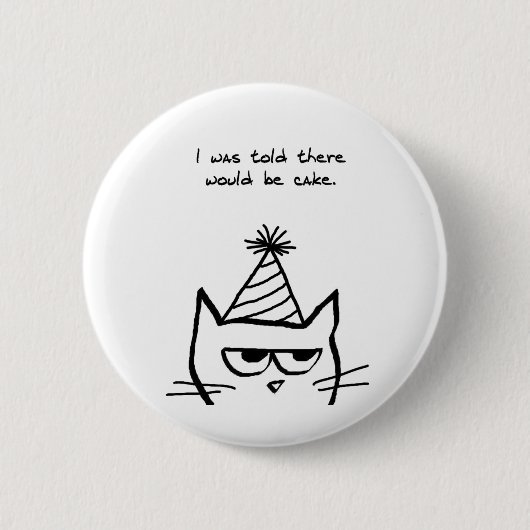 Angry Cat Hates Birthdays - Funny Cat Button (Voorkant)