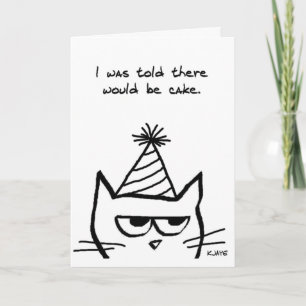 Angry Cat Hates Birthdays - Funny Cat Card Kaart