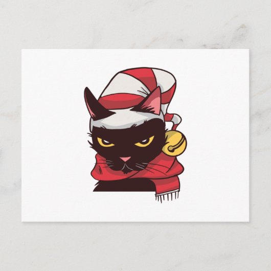 Angry cat Kerstmis Briefkaart (Voorkant)