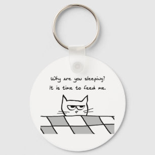 Angry Cat wil je uit bed Sleutelhanger