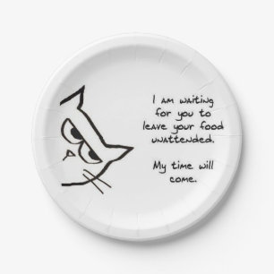 Angry Cat zal je voedsel sturen - grappig papier B Papieren Bordje