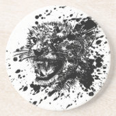 Angry Cheetah in Black Splash Pick Your Background Zandsteen Onderzetter (Voorkant)