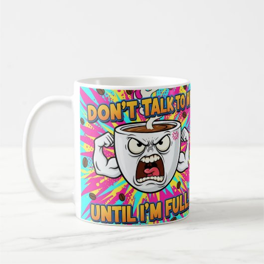 Angry Coffee Cup Funny Cartoon Koffiemok (Links)