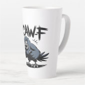 Angry Crow “F-CAW-F ” – Edgy Cartoon Bird Design Latte Mok (Rechterhoek)