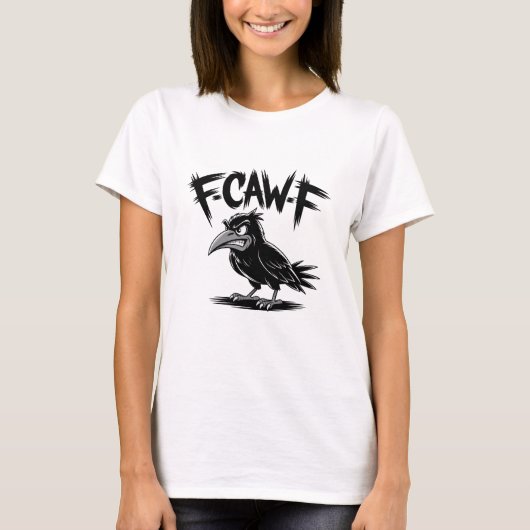 Angry Crow “F-CAW-F” – Edgy Cartoon Bird Design T-shirt (Voorkant)