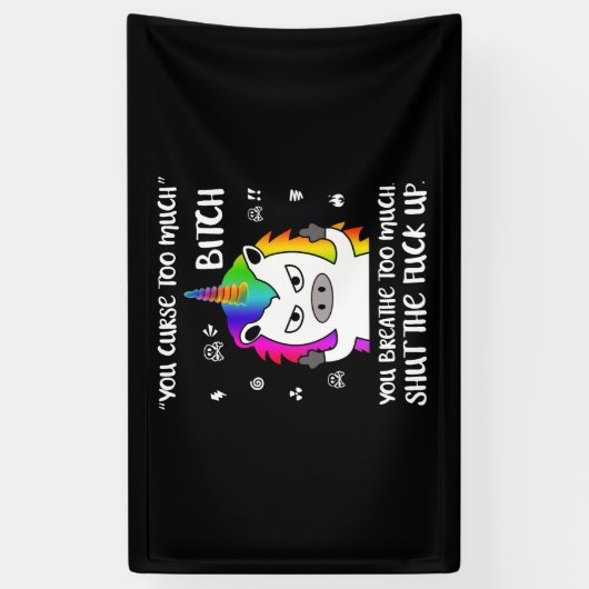 Angry Cussing Cursing Unicorn Funny Spandoek (Verticaal)