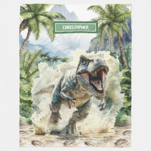 Angry Dinosaur Blanket Aangepaste Naam Gepersonali Fleece Deken