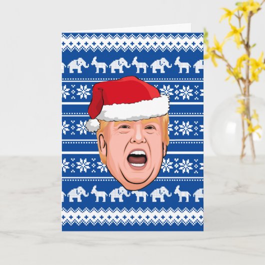 Angry Donald Trump Kerstmis Kaart (Gele Bloem)