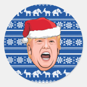 Angry Donald Trump Kerstmis Ronde Sticker