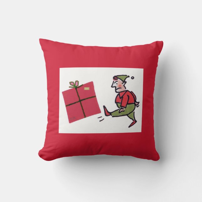 Angry Elf carré rouge lancer oreiller (Recto)