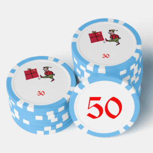 Angry Elf lichtblauw 50 gestreepte poker chip