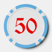 Angry Elf lichtblauw 50 gestreepte poker chip (Achterkant)