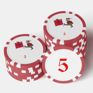 Angry Elf rood 5 gestreepte poker chip
