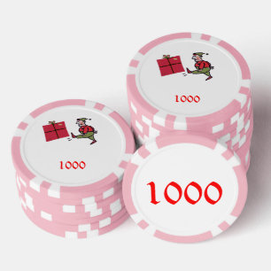Angry Elf roze 1000 gestreepte poker chip