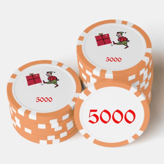 Angry Elf sinaasappel 5000 gestreepte poker chip (Opstapeling)