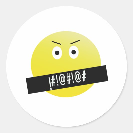 Angry Emoji Ronde Sticker (Voorkant)