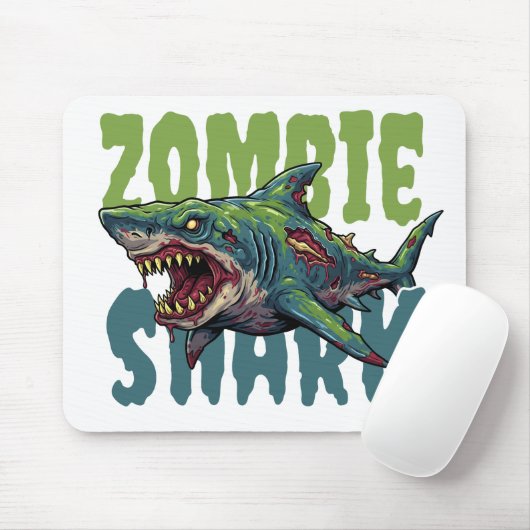 Angry enge Zombie haai illustratie Muismat (Met muis)