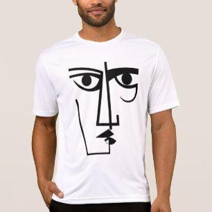 Angry Eyes Expression Abstracte vrouw Face Line AR T-shirt