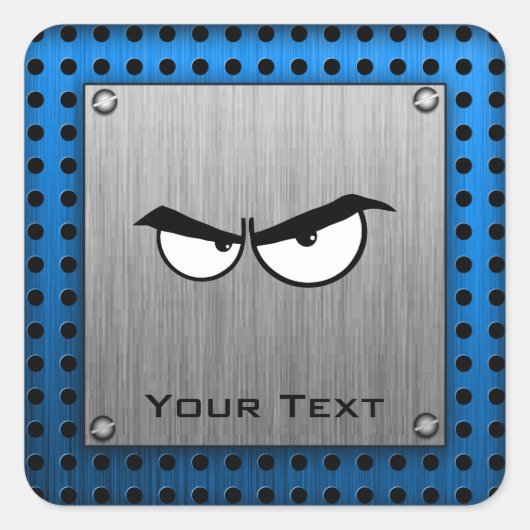Angry Eyes; Metal-look Vierkante Sticker (Voorkant)