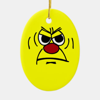 Angry Face Grumpey Keramisch Ornament