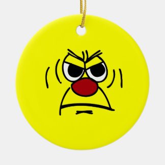 Angry Face Grumpey Keramisch Ornament