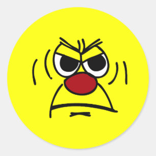 Angry Face Grumpey Ronde Sticker