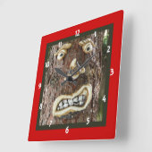 Angry Face Tree Vierkante Klok (Hoek)
