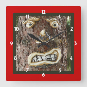 Angry Face Tree Vierkante Klok