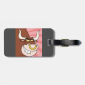 Angry Fierce Bull Mascotte met neusring Bagagelabel (Achterkant horizontaal)