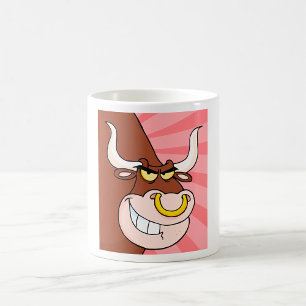 Angry Fierce Bull Mascotte met neusring Koffiemok